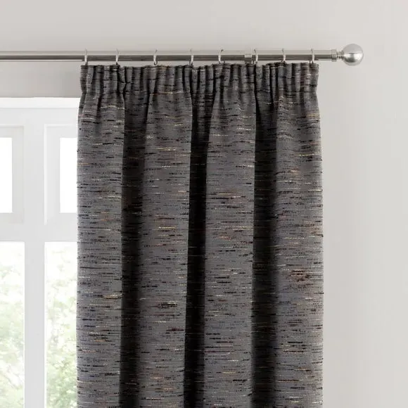 Blackout Pencil Pleat Curtains - Pewter, Fabric