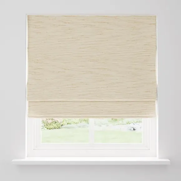 Blackout Roman Blind - Ivory, Textured Fabric