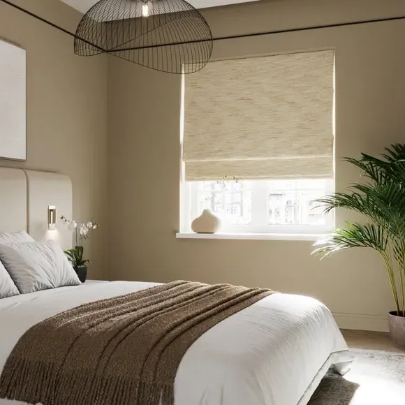 Blackout Roman Blind - Ivory, Textured Fabric image