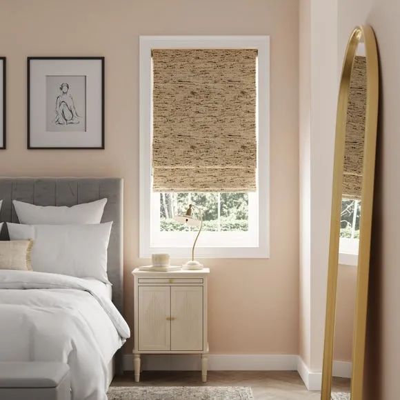 Blackout Roman Blind - Natural, Textured Fabric