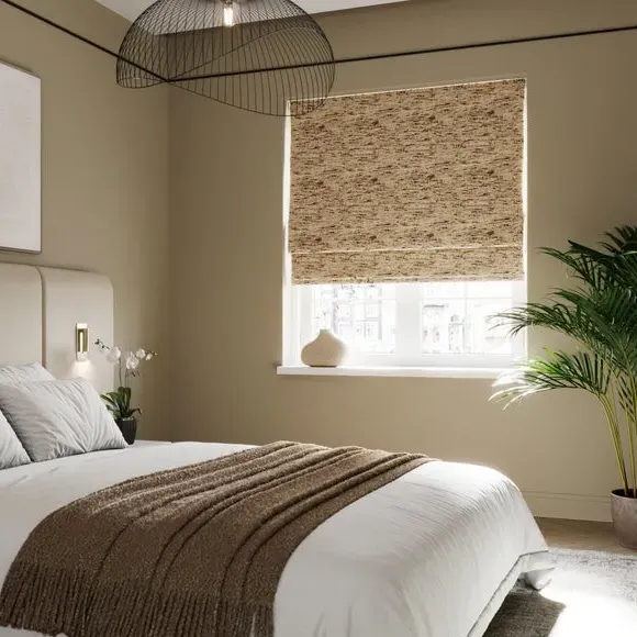 Blackout Roman Blind - Natural, Textured Fabric