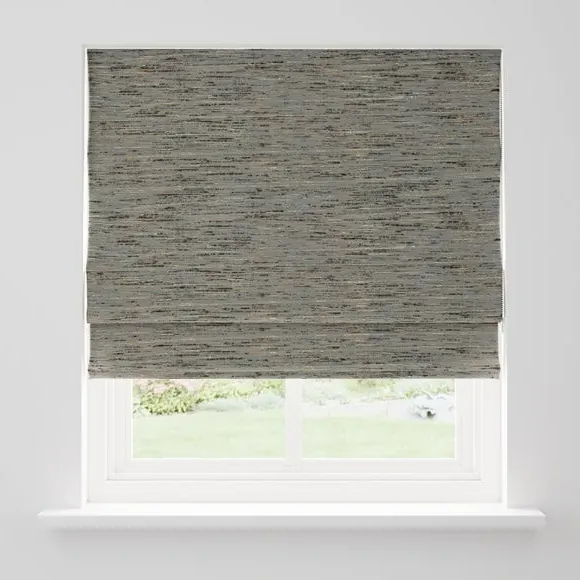 Blackout Roman Blind - Pewter, Textured Fabric