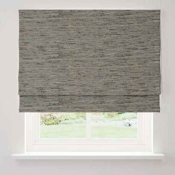 Blackout Roman Blind - Pewter, Textured Fabric