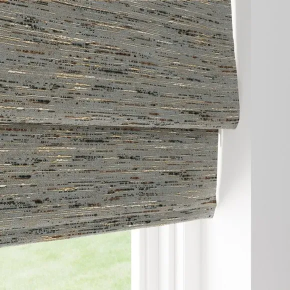Blackout Roman Blind - Pewter, Textured Fabric