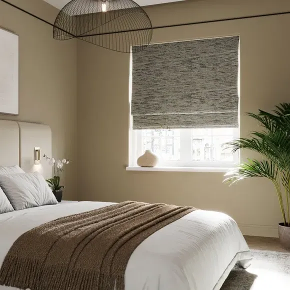 Blackout Roman Blind - Pewter, Textured Fabric