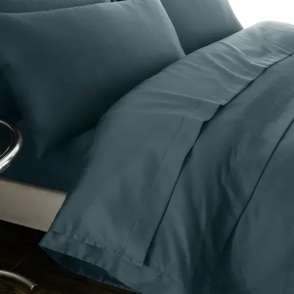 Cotton Sateen Flat Sheet - Ink Blue, 230 Thread