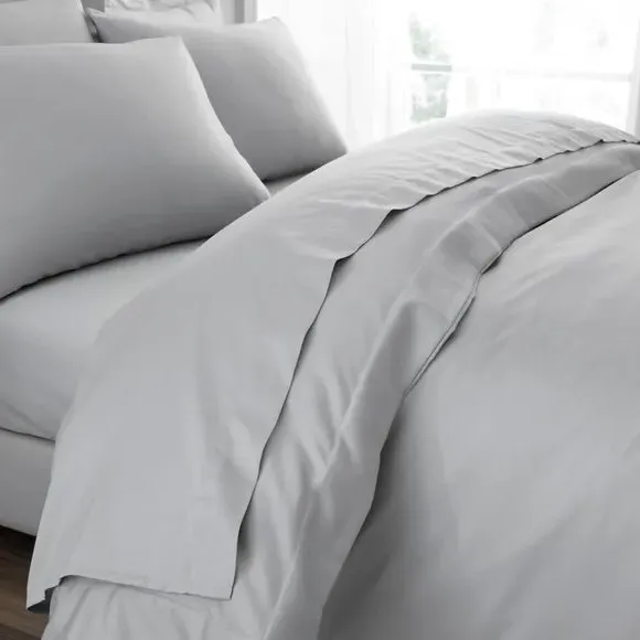 Cotton Sateen Flat Sheet - Silver, 230 Thread