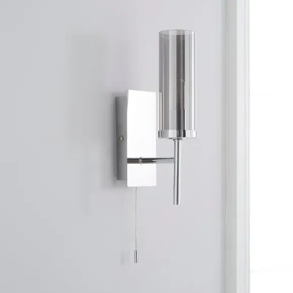 Cylindrical Wall Light - Chrome, Brushed Metal