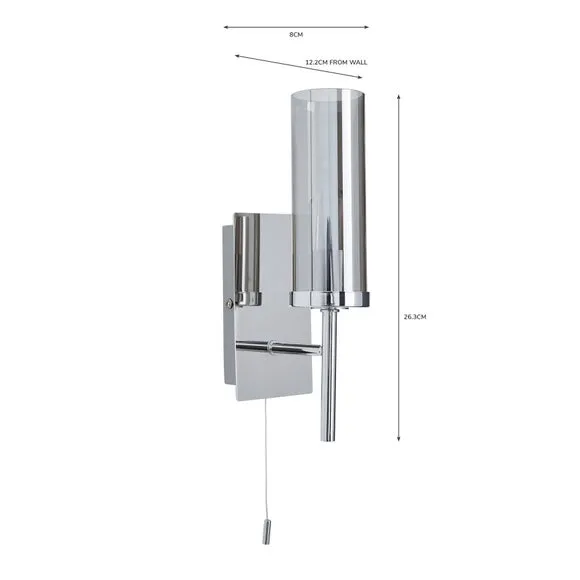 Cylindrical Wall Light - Chrome, Brushed Metal