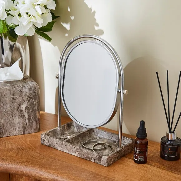 Dressing Table Mirror with Tray - Silver, Marble image