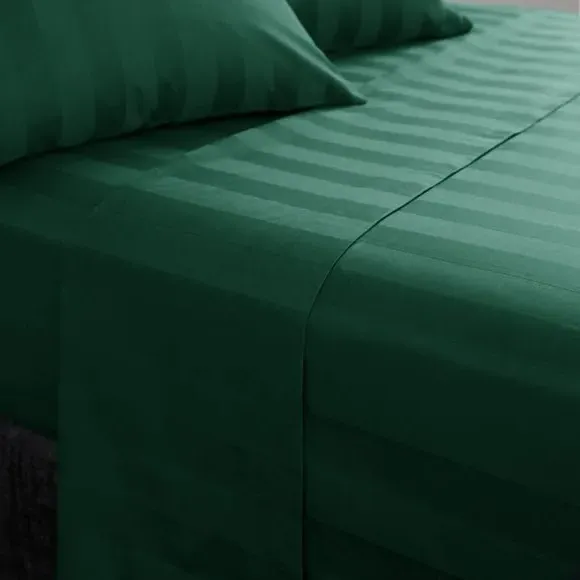 Flat Sheet with Satin Stripe - Emerald, Cotton image