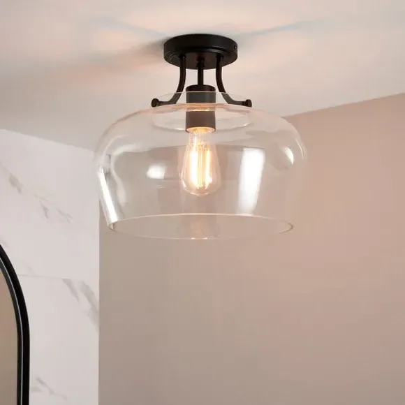 Flush Ceiling Light Dimmable - Black, Glass image