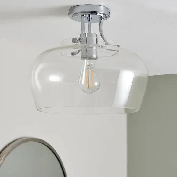 Flush Ceiling Light Dimmable - Chrome, Glass