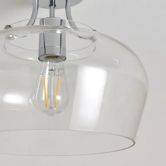 Flush Ceiling Light Dimmable - Chrome, Glass