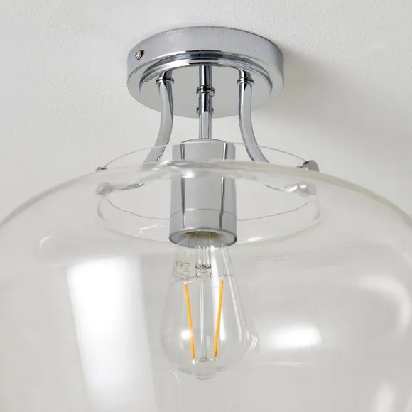 Flush Ceiling Light Dimmable - Chrome, Glass