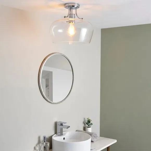 Flush Ceiling Light Dimmable - Chrome, Glass