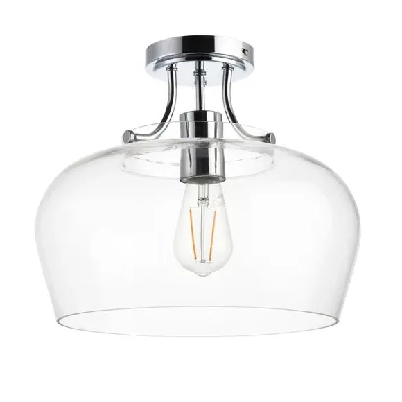 Flush Ceiling Light Dimmable - Chrome, Glass