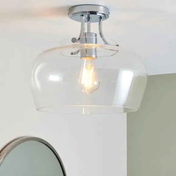 Flush Ceiling Light Dimmable - Chrome, Glass