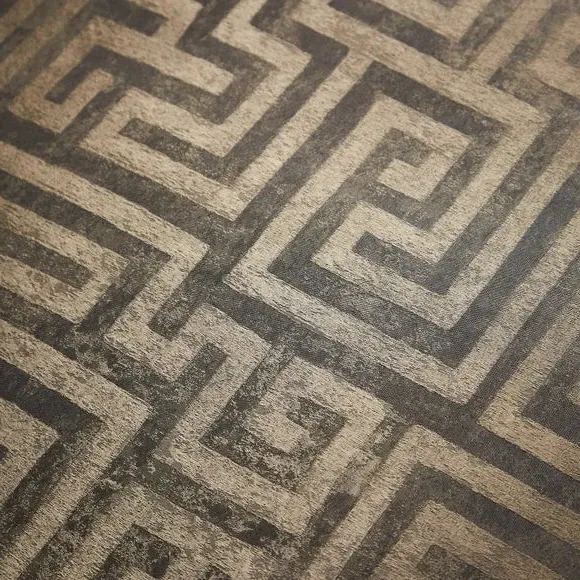 Greek Key Duvet Cover Set - Gold, Polyester