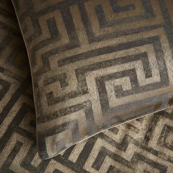 Greek Key Duvet Cover Set - Gold, Polyester