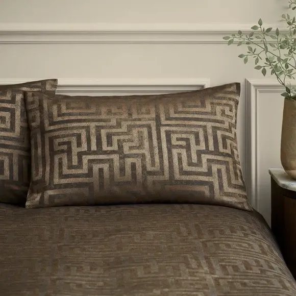 Greek Key Duvet Cover Set - Gold, Polyester