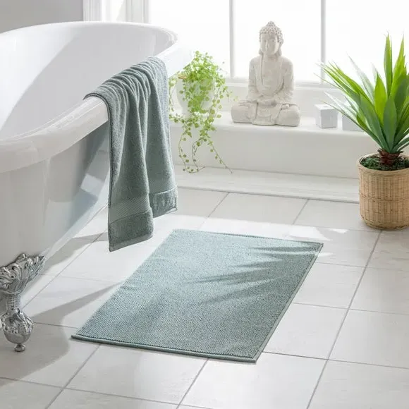 Heavyweight Terry Bath Mat - Green, Cotton