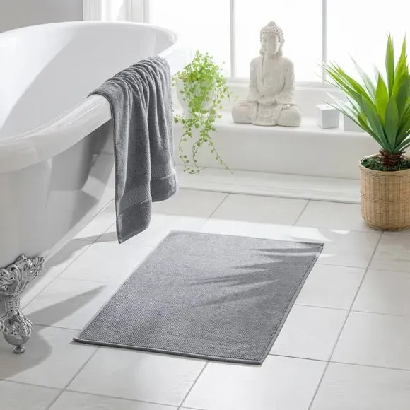 Heavyweight Terry Bath Mat - Grey, Cotton