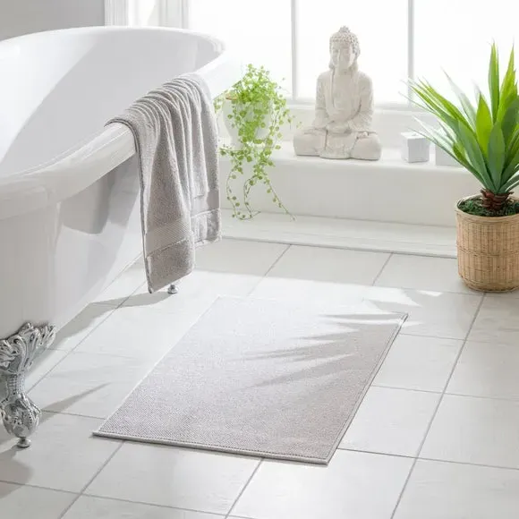 Heavyweight Terry Bath Mat - Silver, Cotton