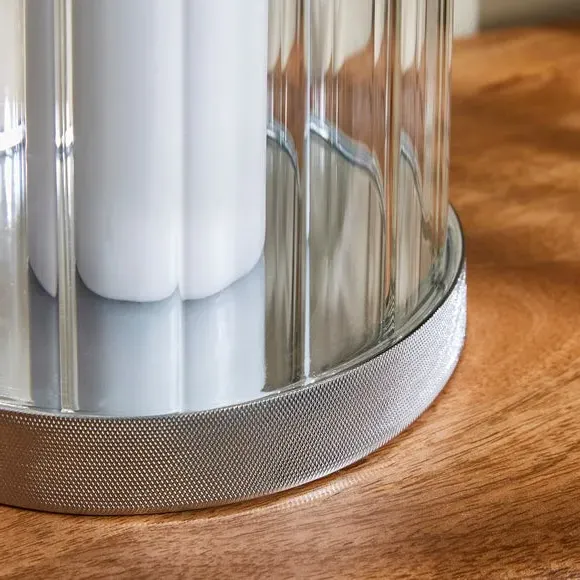 Hurricane Candle Holder - Chrome, Glass