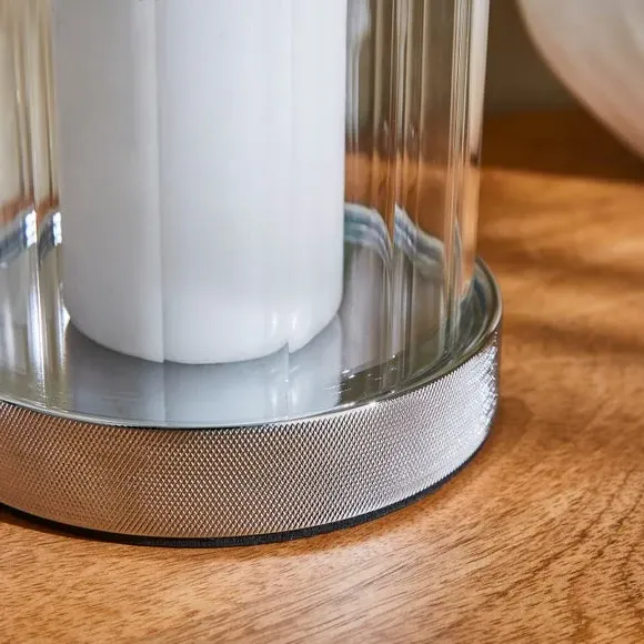 Hurricane Candle Holder - Chrome, Glass