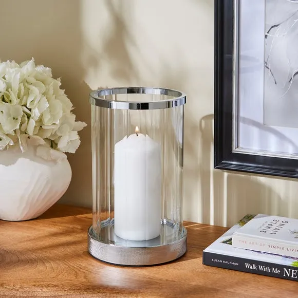 Hurricane Candle Holder - Chrome, Glass image