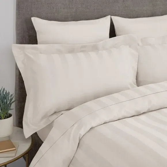 Oxford Pillowcase Stripe 230 Thread - Cream, Cotton image