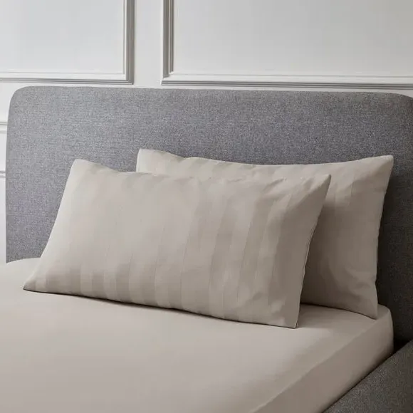 Pair Stripe Pillowcases 230 Thread - Natural, Cotton