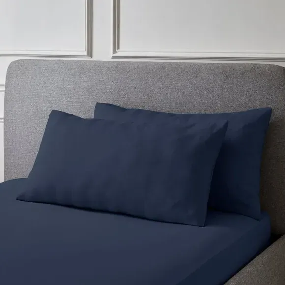 Pair Stripe Pillowcases 230 Thread - Navy, Cotton