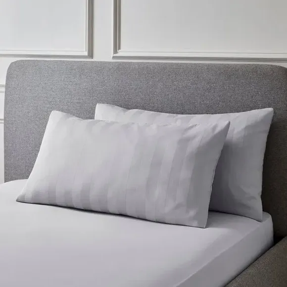 Pair Stripe Pillowcases 230 Thread - Silver, Cotton