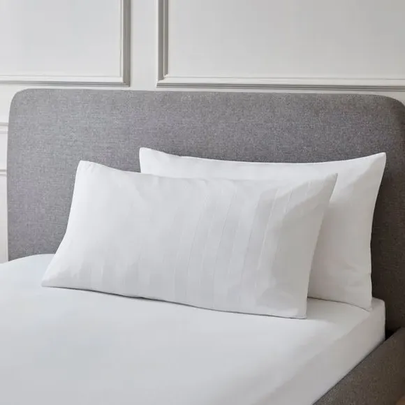 Pair Stripe Pillowcases 230 Thread - White, Cotton