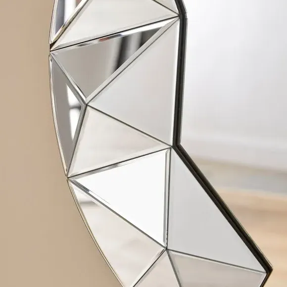 Round Wall Mirror 3D Geometric - Silver