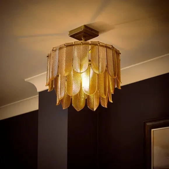 Semi Flush Ceiling Light - Champagne, Metal