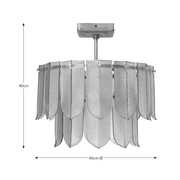 Semi Flush Ceiling Light - Champagne, Metal