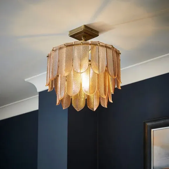 Semi Flush Ceiling Light - Champagne, Metal image