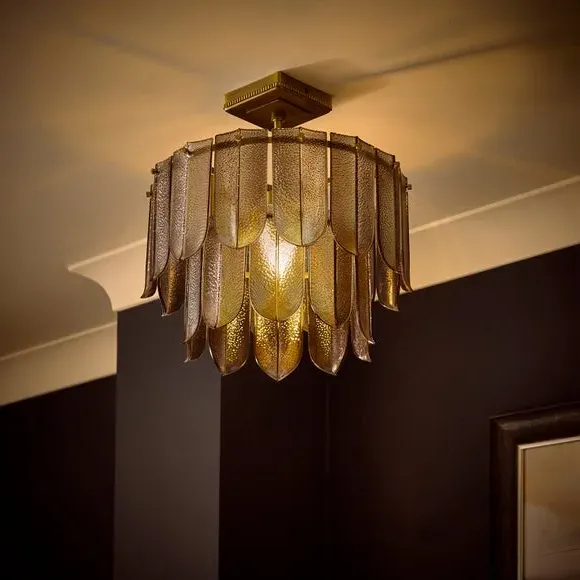 Semi Flush Ceiling Light - Smoke, Metal
