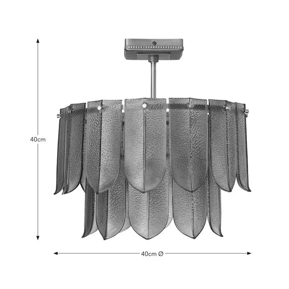 Semi Flush Ceiling Light - Smoke, Metal
