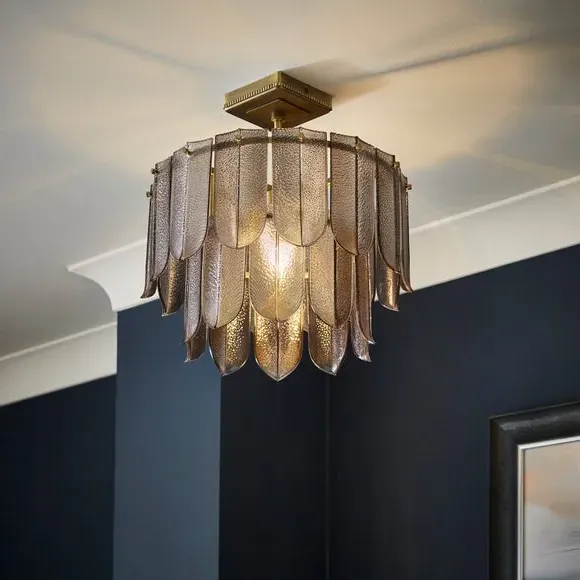 Semi Flush Ceiling Light - Smoke, Metal