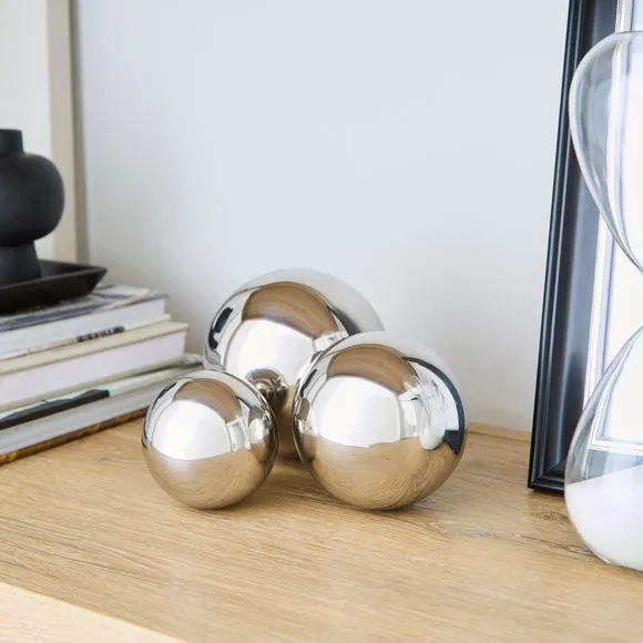 Set of 3 Decorative Balls - Silver, Chrome