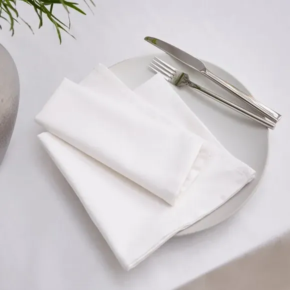 Set of 4 Plain Napkins - White, Cotton image