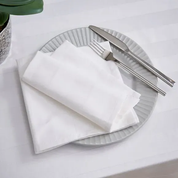 Set of 4 Striped Napkins - White, Cotton image