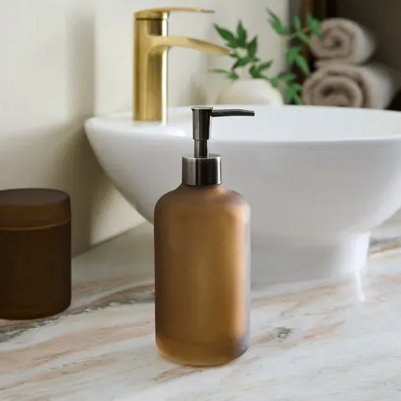 Small Soap Dispenser - Brown, Glass
