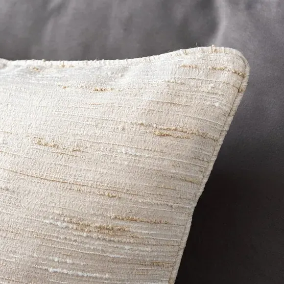 Square Cushion with Piping - Ivory, Fabric