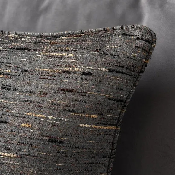 Square Cushion with Piping - Pewter, Fabric