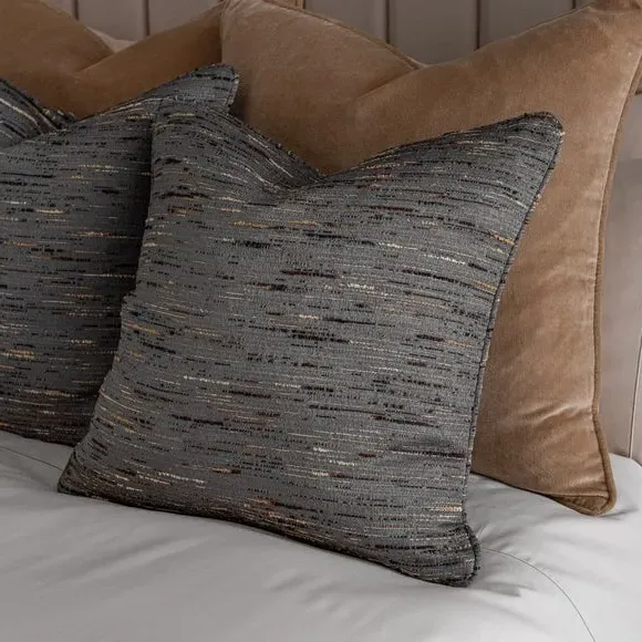 Square Cushion with Piping - Pewter, Fabric